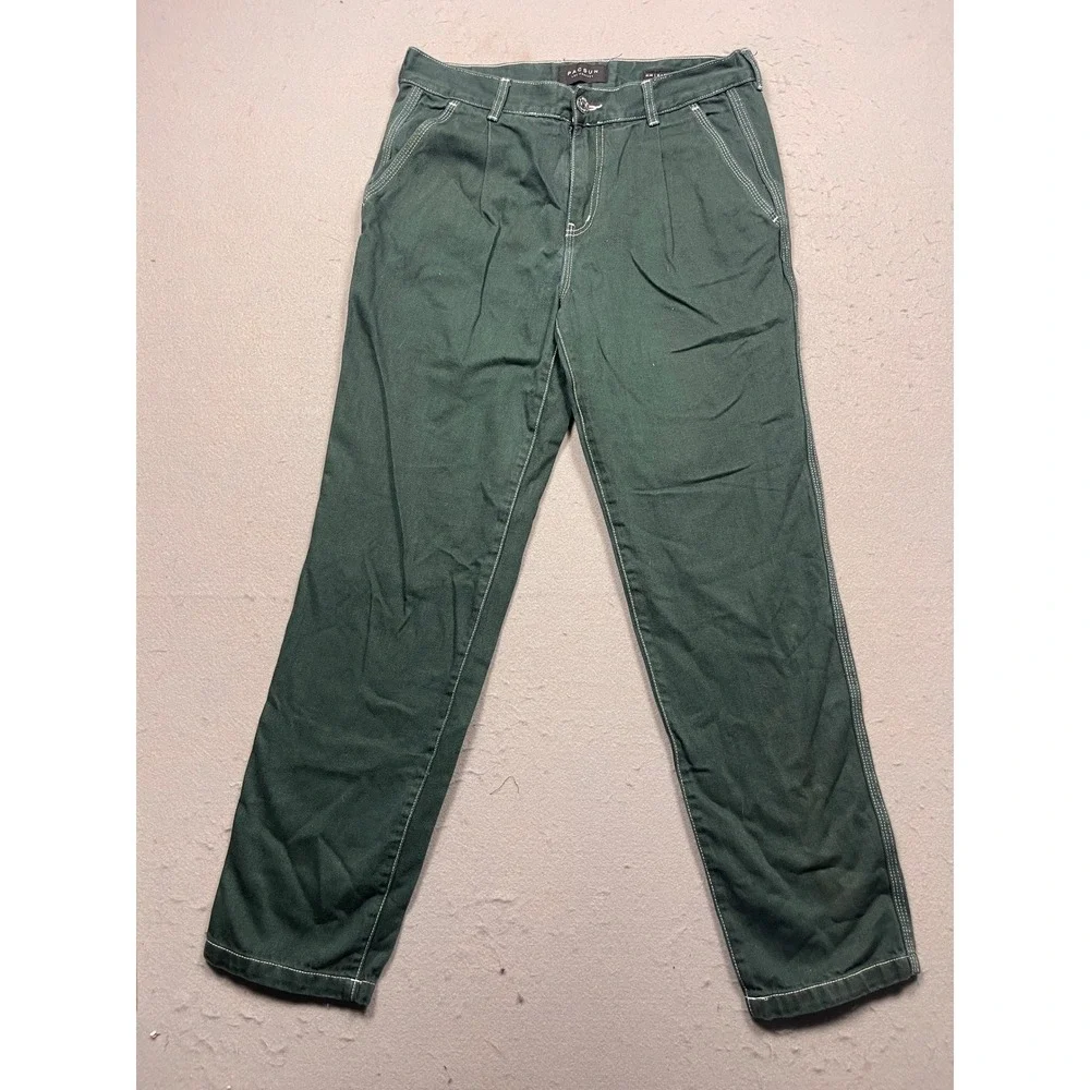 PacSun Slim Trousers Cotton Twill Green 31x32 Mens